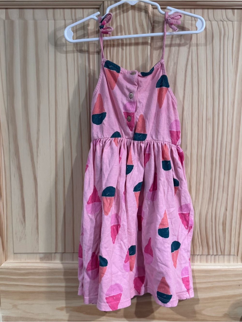 Zara Pink Ice Cream Print Tie-Shoulder Spaghetti Dress 5-6 small